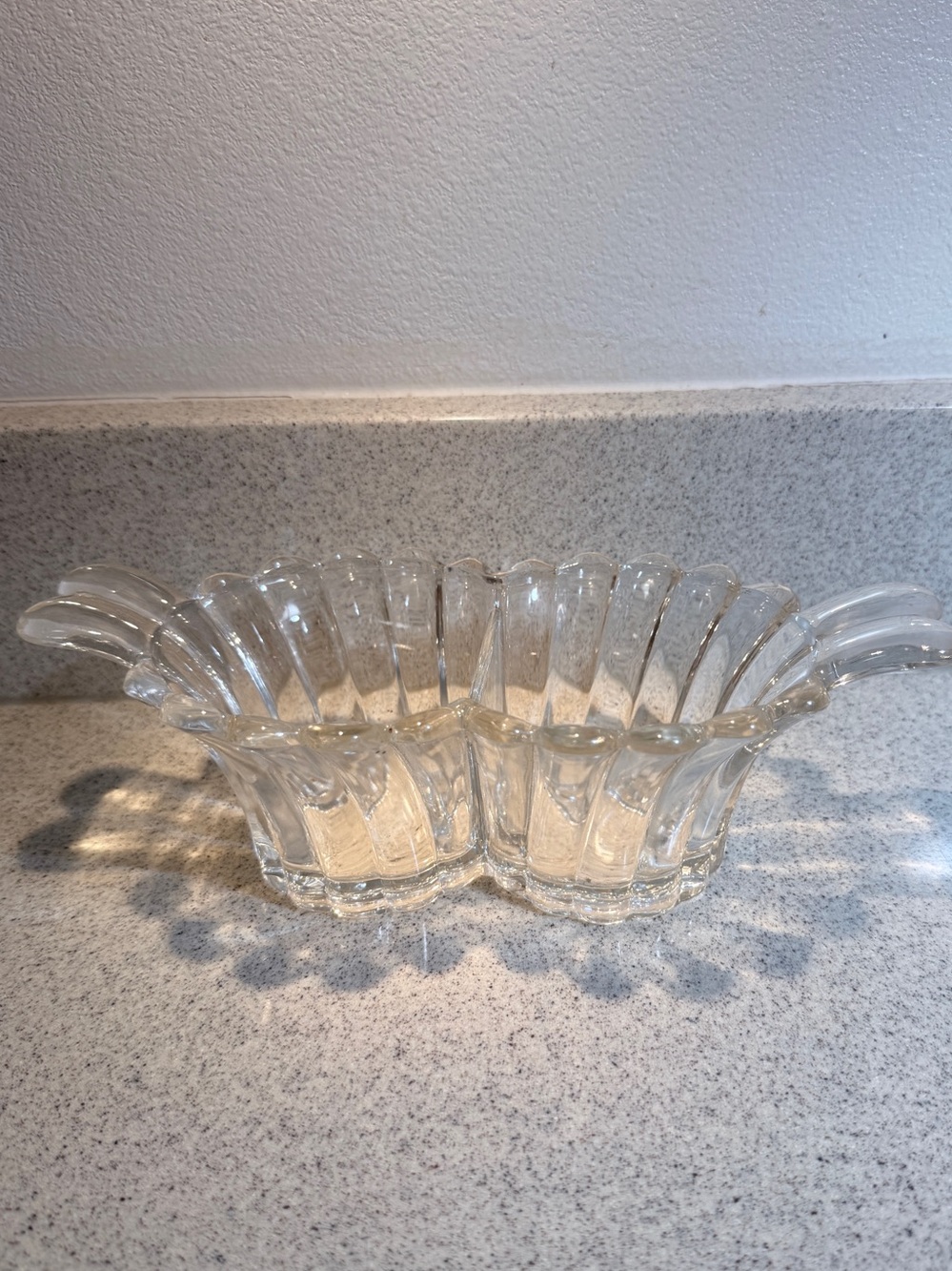 1937 Heisey Crystolite Clear Glass 2-Part Conserve Relish Dish Art Deco
